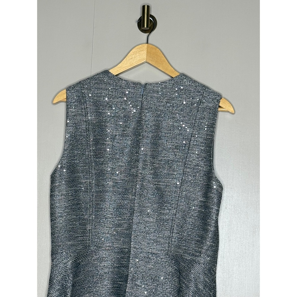 Silver Metallic Sparkle Fit & Flare Midi Dress Size 14 Cocktail Party Holiday - Picture 6 of 10